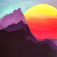 Painting Sunset in the Mountains. Buy at the best price.